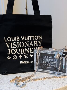 Upcycled Black 'Visionary Journeys' Crystal Box Clutch + Tote Gift Set